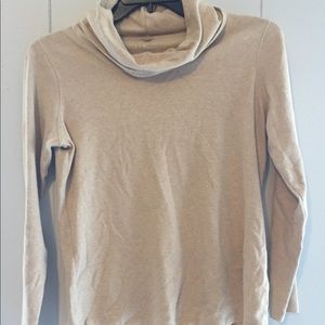 L.L. Bean cowl Neck tan long sleeve shirt